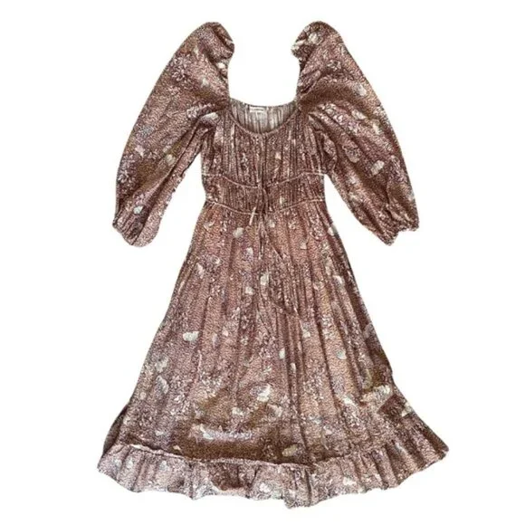 NWOT Ulla Johnson Pleated Floral Dress - Picture 5 of 11